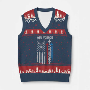 Air Force Veteran V-Neck Knit Sweater Vest Distressed American Flag Retired Dad Grandpa TS10 Navy Red Print Your Wear