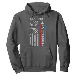 Air Force Veteran Hoodie Distressed American Flag Retired Dad Grandpa TS10 Dark Heather Print Your Wear