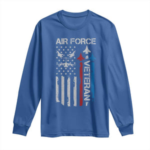 Air Force Veteran Long Sleeve Shirt Distressed American Flag Retired Dad Grandpa TS10 Royal Blue Print Your Wear