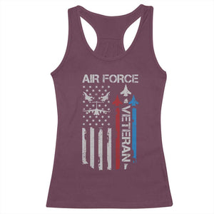 Air Force Veteran Racerback Tank Top Distressed American Flag Retired Dad Grandpa TS10 Maroon Print Your Wear