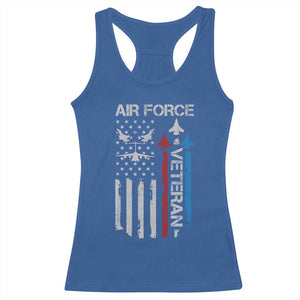 Air Force Veteran Racerback Tank Top Distressed American Flag Retired Dad Grandpa TS10 Royal Blue Print Your Wear