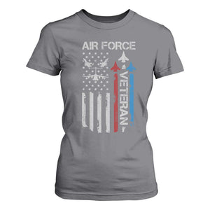 Air Force Veteran T Shirt For Women Distressed American Flag Retired Dad Grandpa TS10 Charcoal Print Your Wear