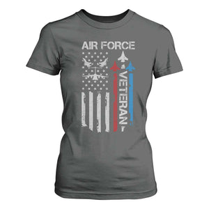Air Force Veteran T Shirt For Women Distressed American Flag Retired Dad Grandpa TS10 Dark Heather Print Your Wear