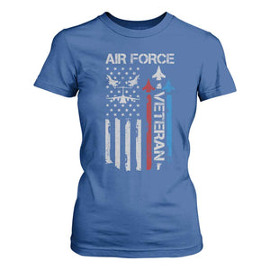 Air Force Veteran T Shirt For Women Distressed American Flag Retired Dad Grandpa TS10 Royal Blue Print Your Wear