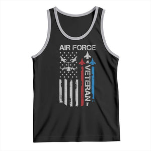 Air Force Veteran Tank Top Distressed American Flag Retired Dad Grandpa TS10 Black Athletic Heather Print Your Wear