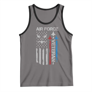 Air Force Veteran Tank Top Distressed American Flag Retired Dad Grandpa TS10 Deep Heather Black Print Your Wear