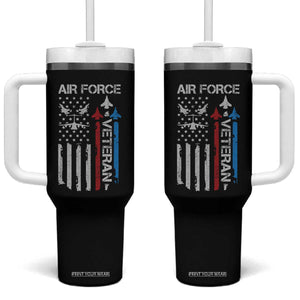 Air Force Veteran Tumbler With Handle Distressed American Flag Retired Dad Grandpa TS10 One Size: 40 oz Black Print Your Wear