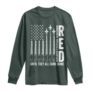 RED Friday Remember Everyone Deployed Long Sleeve Shirt Military American Flag TS10 Dark Forest Green Print Your Wear