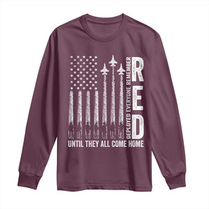 RED Friday Remember Everyone Deployed Long Sleeve Shirt Military American Flag TS10 Maroon Print Your Wear