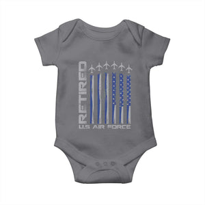 Retired US Air Force Baby Onesie Vintage USAF Veteran USA Flag TS10 Charcoal Print Your Wear