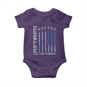 Retired US Air Force Baby Onesie Vintage USAF Veteran USA Flag TS10 Purple Print Your Wear