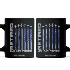 Retired US Air Force Coffee Mug Vintage USAF Veteran USA Flag TS10 Black Print Your Wear