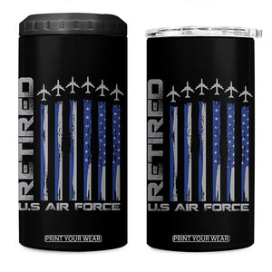 Retired US Air Force 4 in 1 Can Cooler Tumbler Vintage USAF Veteran USA Flag TS10 One Size: 16 oz Black Print Your Wear