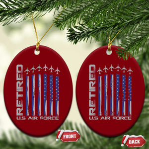 Retired US Air Force Ceramic Ornament Vintage USAF Veteran USA Flag TS10 Print Your Wear