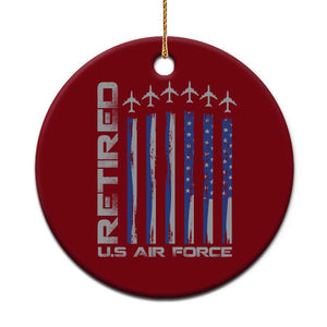 Retired US Air Force Ceramic Ornament Vintage USAF Veteran USA Flag TS10 1pc Red Print Your Wear