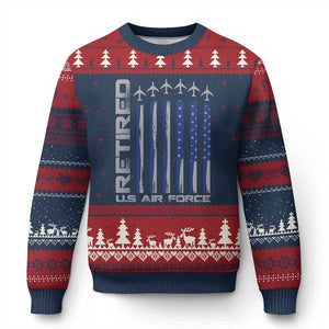 Retired US Air Force Ugly Christmas Sweater Vintage USAF Veteran USA Flag TS10 Navy Red Print Your Wear