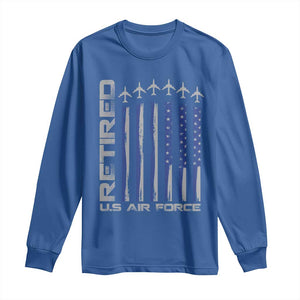 Retired US Air Force Long Sleeve Shirt Vintage USAF Veteran USA Flag TS10 Royal Blue Print Your Wear