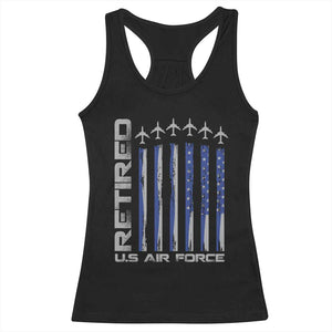 Retired US Air Force Racerback Tank Top Vintage USAF Veteran USA Flag TS10 Black Print Your Wear