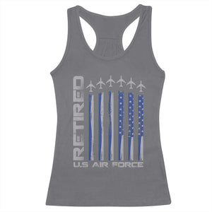 Retired US Air Force Racerback Tank Top Vintage USAF Veteran USA Flag TS10 Charcoal Print Your Wear