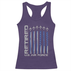 Retired US Air Force Racerback Tank Top Vintage USAF Veteran USA Flag TS10 Purple Print Your Wear