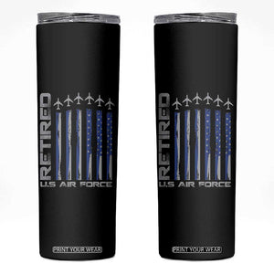 Retired US Air Force Skinny Tumbler Vintage USAF Veteran USA Flag TS10 Black Print Your Wear