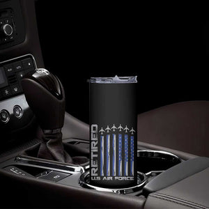 Retired US Air Force Skinny Tumbler Vintage USAF Veteran USA Flag TS10 Print Your Wear