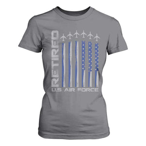 Retired US Air Force T Shirt For Women Vintage USAF Veteran USA Flag TS10 Charcoal Print Your Wear