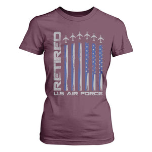 Retired US Air Force T Shirt For Women Vintage USAF Veteran USA Flag TS10 Maroon Print Your Wear