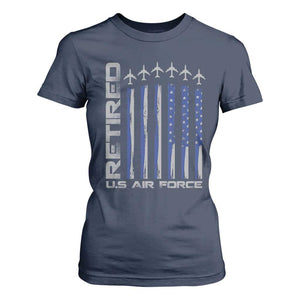 Retired US Air Force T Shirt For Women Vintage USAF Veteran USA Flag TS10 Navy Print Your Wear