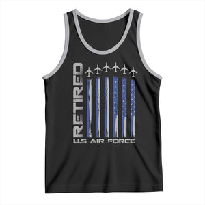 Retired US Air Force Tank Top Vintage USAF Veteran USA Flag TS10 Black Athletic Heather Print Your Wear