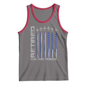 Retired US Air Force Tank Top Vintage USAF Veteran USA Flag TS10 Deep Heather Red Print Your Wear