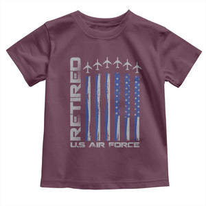 Retired US Air Force Toddler T Shirt Vintage USAF Veteran USA Flag TS10 Maroon Print Your Wear