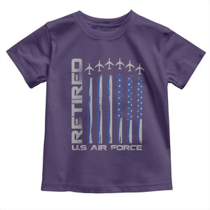 Retired US Air Force Toddler T Shirt Vintage USAF Veteran USA Flag TS10 Purple Print Your Wear