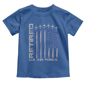 Retired US Air Force Toddler T Shirt Vintage USAF Veteran USA Flag TS10 Royal Blue Print Your Wear