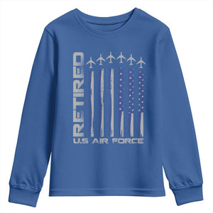 Retired US Air Force Youth Sweatshirt Vintage USAF Veteran USA Flag TS10 Royal Blue Print Your Wear