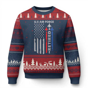 Veteran US Air Force Ugly Christmas Sweater Vintage USA Flag Veterans TS10 Navy Red Print Your Wear