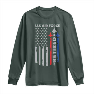 Veteran US Air Force Long Sleeve Shirt Vintage USA Flag Veterans TS10 Dark Forest Green Print Your Wear