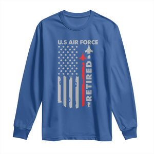 Veteran US Air Force Long Sleeve Shirt Vintage USA Flag Veterans TS10 Royal Blue Print Your Wear