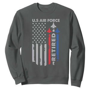 Veteran US Air Force Sweatshirt Vintage USA Flag Veterans TS10 Dark Heather Print Your Wear
