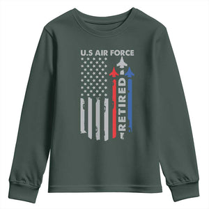 Veteran US Air Force Youth Sweatshirt Vintage USA Flag Veterans TS10 Dark Forest Green Print Your Wear