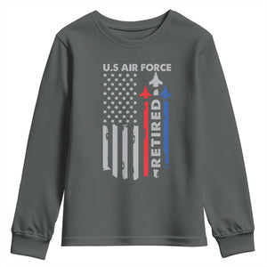 Veteran US Air Force Youth Sweatshirt Vintage USA Flag Veterans TS10 Dark Heather Print Your Wear