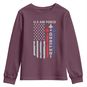Veteran US Air Force Youth Sweatshirt Vintage USA Flag Veterans TS10 Maroon Print Your Wear