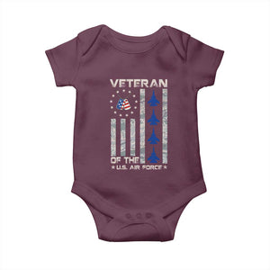 Veteran Of The US Air Force Baby Onesie Vintage Camo USA Flag Veterans TS10 Maroon Print Your Wear