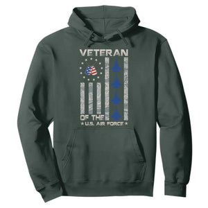 Veteran Of The US Air Force Hoodie Vintage Camo USA Flag Veterans TS10 Dark Forest Green Print Your Wear
