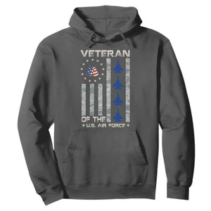 Veteran Of The US Air Force Hoodie Vintage Camo USA Flag Veterans TS10 Dark Heather Print Your Wear