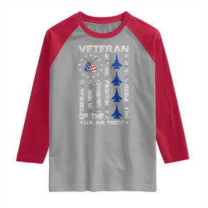 Veteran Of The US Air Force Raglan Shirt Vintage Camo USA Flag Veterans TS10 Sport Gray Red Print Your Wear