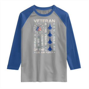 Veteran Of The US Air Force Raglan Shirt Vintage Camo USA Flag Veterans TS10 Sport Gray Royal Print Your Wear