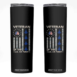 Veteran Of The US Air Force Skinny Tumbler Vintage Camo USA Flag Veterans TS10 Black Print Your Wear