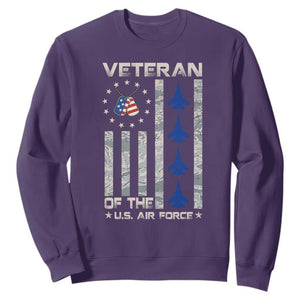 Veteran Of The US Air Force Sweatshirt Vintage Camo USA Flag Veterans TS10 Purple Print Your Wear