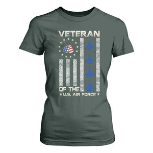 Veteran Of The US Air Force T Shirt For Women Vintage Camo USA Flag Veterans TS10 Dark Forest Green Print Your Wear